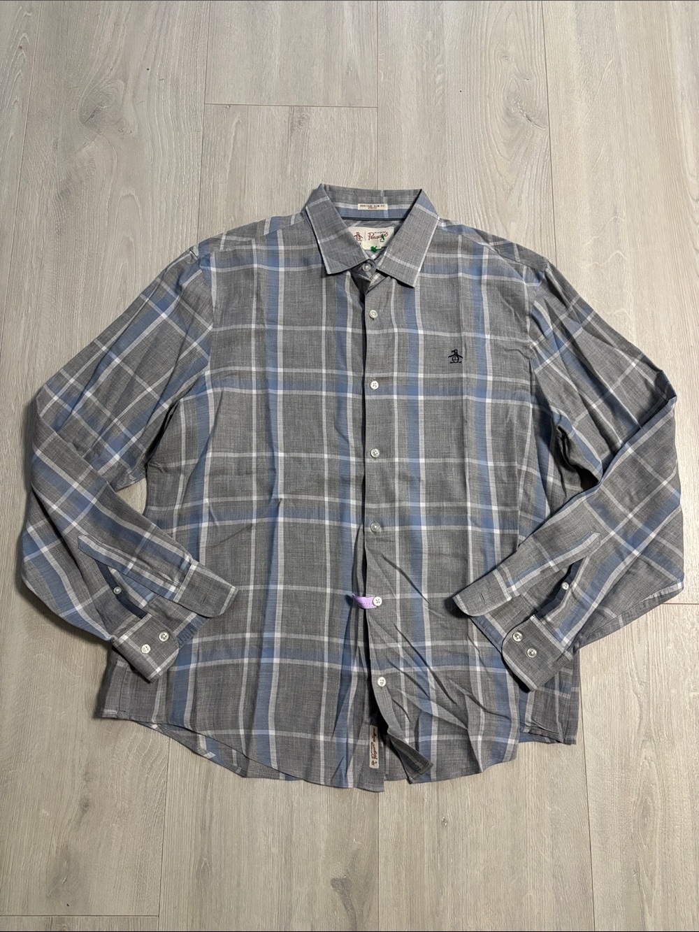 🔥BUNDLESALE Mens L Original Penguin Heritage Slim Fit Plaid Button-Down Shirt
